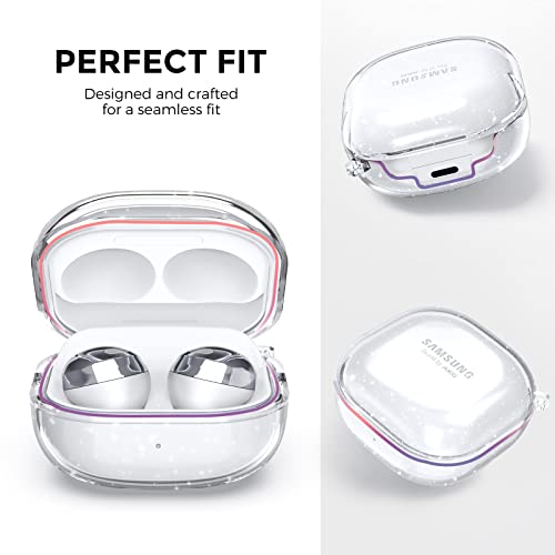 Ahastyle Compatible With Samsung Galaxy Buds 2 Pro Case / Galaxy Buds 2 Case / Galaxy Buds Pro Case / Galaxy Buds Live Case Transparent Cover [Anti-Yellowing] (Shine) #TOP3