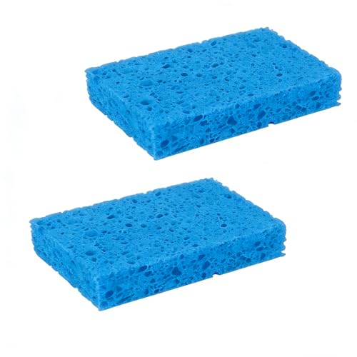 Image of Multi-Use Cellulose Kitchen Sponges Compressed Cellulose Sponges, Non-Scratch, Dish Sponge for Kitchen Bathroom Cars, Funny Cut-Outs DIY (2, Blue)