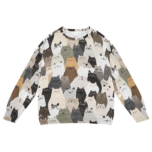 JUNZAN Aesthetic Ragdoll Cats White Little Girls Sweatshirts Hoodies Crewneck Sweatshirts for Boys Athletic 4T