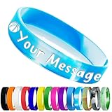 Personalized Silicone Wristbands Bulk with Text Message Custom Rubber Bracelets Customized Rubber Band Bracelets for Events, Motivation,Fundraisers, Awareness,Blue mixed White