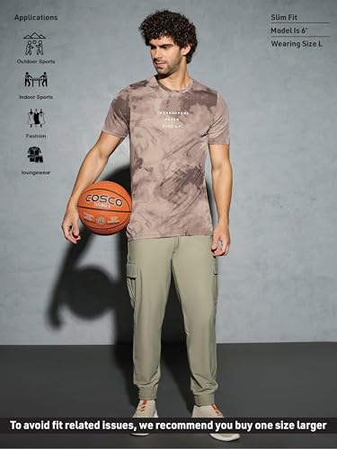 Image of TECHNOSPORT Men's Regular Fit Half Sleeve Crew Neck T-Shirt, TECHNOCOOL+ Quick Dry Moisture Wicking Stretchable Sports Gym and Casual Wear