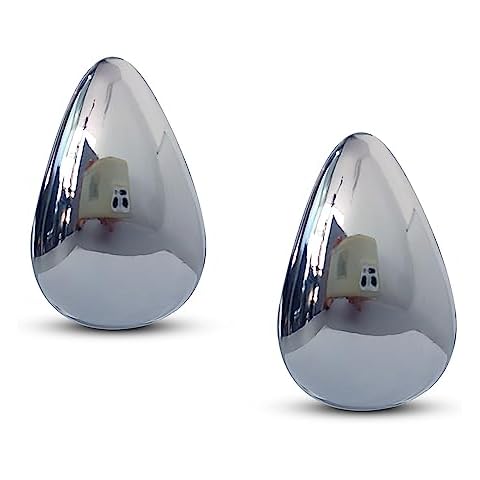 Ayehe Hoop Earrings, Chunky Teardrop Shiny Plating Earrings, Comfortable and Stylish, Waterdrop Earrings, Silver Cover
