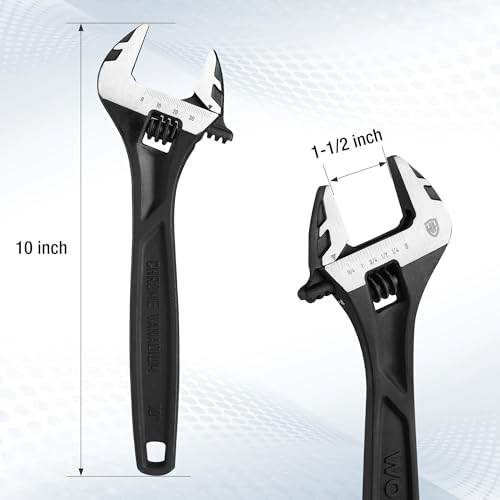 WORKPRO 10" Adjustable Wrench, Black Oxide Wrench 10 Inch with Inch/Metric Scale, Premium Cr-V Steel - Image 5
