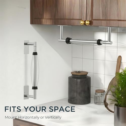 Image of FORIOUS Paper Towel Holder Under Cabinet, Single Hand Operable with Adjustable Damping for Easy Tear, Adhesive or Drill Wall Mount,304 Stainless Steel Commercial Paper Towel Holder for Kitchen, Silver