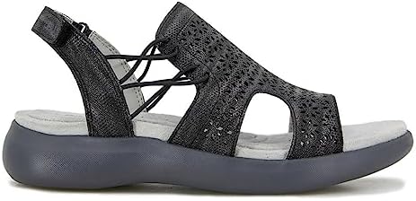 JBU by Jambu Women's Francis Flat Sandal, Black Shimmer, 9 | Image 1