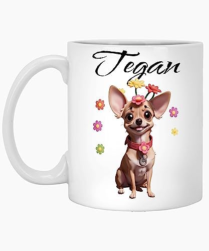 Personalized Chihuahua Name Tegan Chihuahua Name Mug, Chihuahua Gift, Chihuahua Owner, Dog Lover Gift, Dog Owner Gift, Chihuahuas, Floral Dog Mug 11oz White Mug 380160 400751