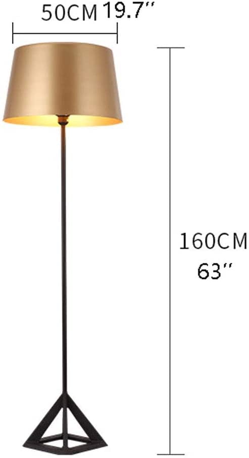 Elegante lámpara de pie nórdica de hierro con acabado de pantalla dorada prémium 5