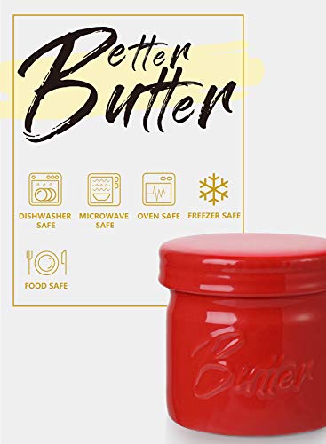 image for Porcelain Butter Crock Keeper, French Butter Dish with Lid, Butter Cro