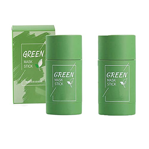 2Pcs Green Tea Mask Stick, Green Tea Purifying Clay Stick Mask, Deep Clean Pore, Face Moisturizes Oil Control, Removes Blackheads for All Skin Types Men Women