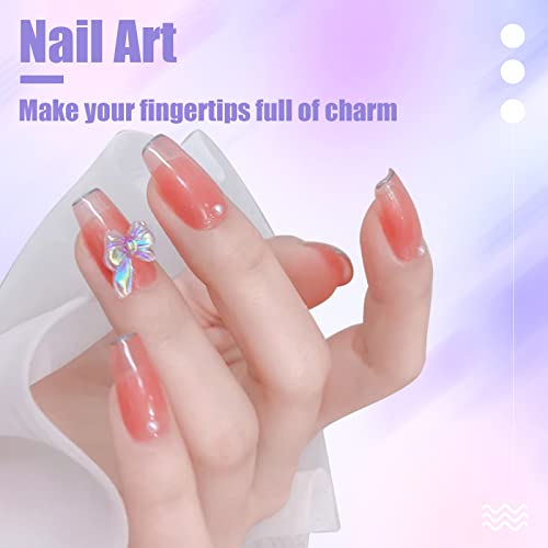 OTKARXUS Aurora Bow Nail Charms, 100pcs Mixed Designs Resin Nail Art Decorations for Women Girls Heart, Bow, Bear Shapes - Image 4