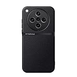 Kepuch Case Compatible for Oppo Find X8 Pro - Litchi Grain Magnetic Holder Built-in Metal Plate Cover Bumper - Black