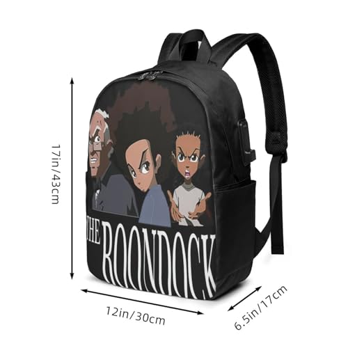 The Cute Boondocks Laptop Backpack With Usb Charging Port Large Travel Bags Unisex Adult Gym Bags Daypack for Outdoor Cool Work Rucksack Computer Bag for Men&Women3