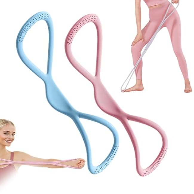 2 Pack Figure 8 Resistance Bands with Handles, Elastic Bands for Exercise, Arm Back Shoulder Workout Elastic Rope Band for Home Gym Stretch Yoga