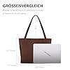 befen Echtleder Handtasche Damen Groß Shopper Tasche mit 14 Zoll Laptopfach, Mode Leder Tote Bag Schule Arbeit Freizeit Henkeltasche mit Reißverschluss, Kaffee #3