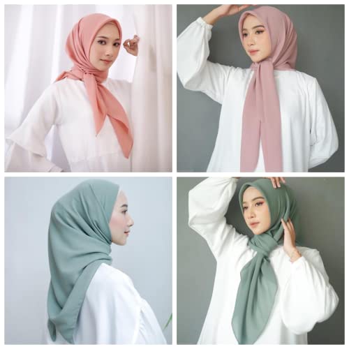 5 Pieces 43 Inch Large Chiffon Square Hijab Hair Scarf for Muslim Shawls Headscarf for Women Bandana Turban Wrap Scarves4