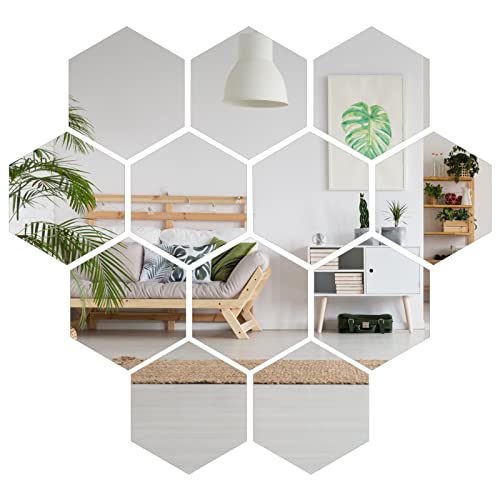 12 Stück Spiegel Wandaufkleber,Selbstklebende Fliesenspiegel, Selbstklebende Flexibler Spiegel Acrylic Wanddekoration Dekospiegel Rahmenloser Wandspiegel für Haus Schlafzimmer Wohnzimmer(18 x 16 cm) Cover
