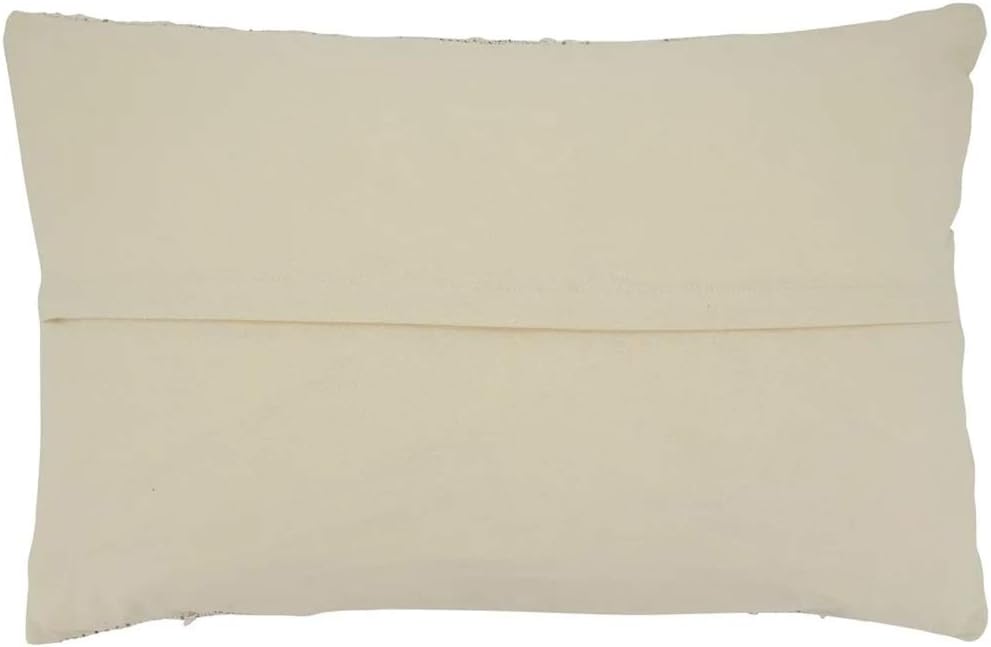 Fennco Styles Fringe Striped Design Cotton Decorative Throw Pillow Cover 16" W x 24" L – Ivory Cushion Case for Home, Couch, Bedroom, Living Room and Office Décor