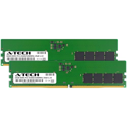 Image of A-Tech 32GB Kit (2x16GB) DDR5 5200MHz PC5-41600 CL42 UDIMM 1Rx8 Single Rank 1.1V Non-ECC Unbuffered DIMM 288-Pin Desktop PC /Computer RAM Memory Upgrade Modules