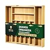 Luxury bamboo kitchen drawer organizer silverware organizer utensil holder and cutlery tray with grooved drawer dividers for flatware and kitchen utensils 9 slot natural  urban country home decor