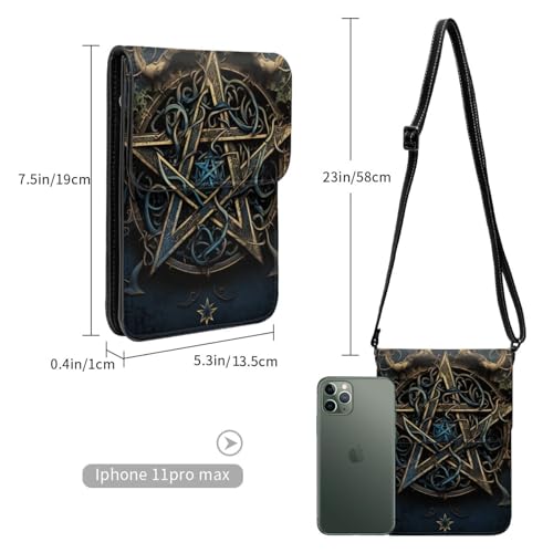 Pentagram Mystic Altar Gothic Vintage Leather Small Crossbody Bags for Women Cell Phone Bag Wallet Purses with Adjustable Strap3