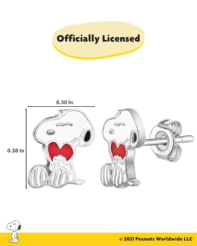 Peanuts Womens Woodstock and Snoopy Earrings - Silver Plate and Enamel Snoopy Stud Earrings - Officially Licensed3