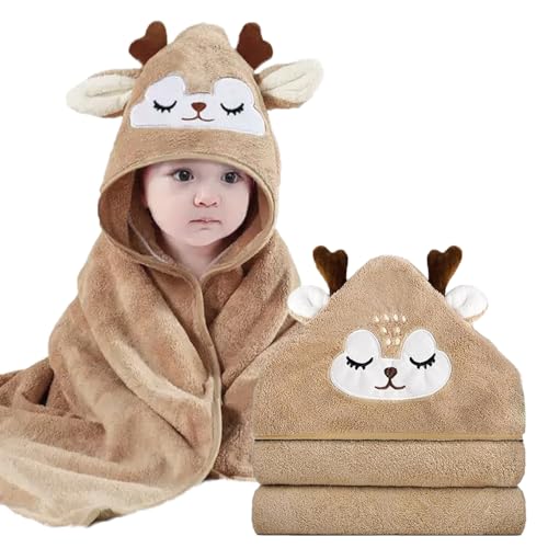 Image of Hooded Baby Towels - Premium Ultra Soft Organic Baby Bath Towel - Absorbent and Hypoallergenic Towels for Baby Boy Girl, Toddler, Newborn Essentials (Brown)