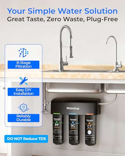 Image of Waterdrop TSB 8 Layer Under Sink Water Filter System, Under Sink Water Filtration System, Reduces PFAS, PFOA /PFOS, Fluoride, Chlorine, Bad Taste & Odor, NSF /ANSI 42 Certified, with Dedicated Faucet