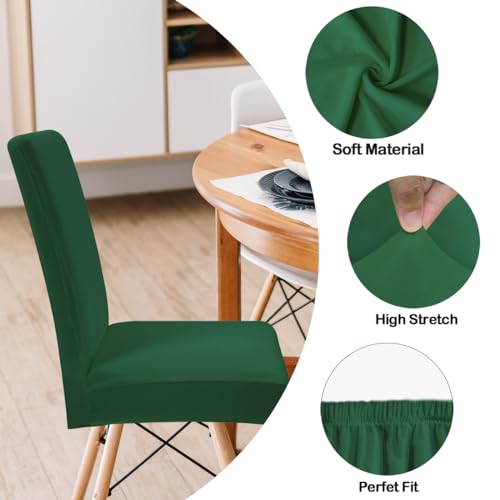 Zindoo Dining Chair Seat Covers, Green Chair Covers for Dining Chairs 4, Stretch High Back Chair Covers - Image 2