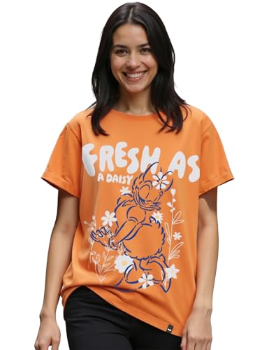 Image of Bewakoof Official Disney Merchandise Daisy Duck Women's 100% Cotton Graphic Print Relaxed Fit Round Neck T-Shirt