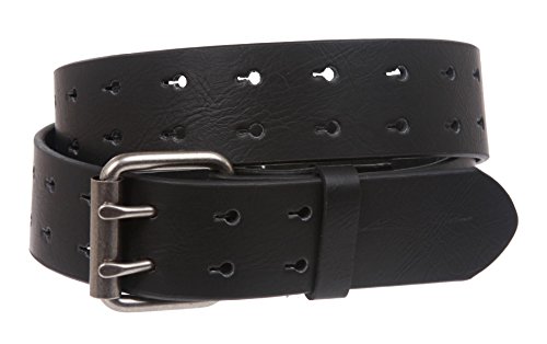 Snap On Two Row Cut-out Holes Leather Belt