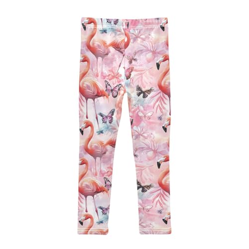 Wusikd Flamingos Pink Girls' Leggings Toddler Doodles Watercolor Kids Yoga Pants Dance Active Tights 4T2