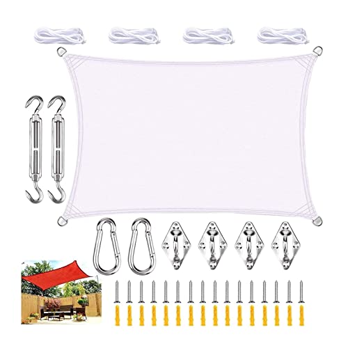 ROUYA Toldo Vela de Sombra Vela De Sombra Rectangular Impermeable, 95% De Protección UV, Ideal For Terraza, Jardín, Balcón, Etc(Blanc,3.6x3.6m)