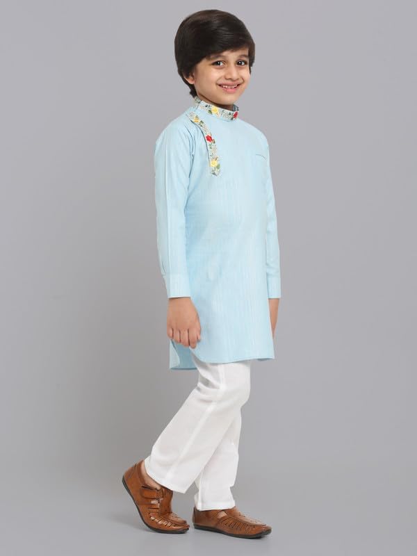 Image of Traditional Ethnic Wear Cotton Kurta Pyjama Set For Kids & Boys