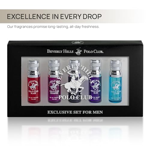 Beverly Hills Polo Club 5 Piece Mini Gift Set Exclusive for Men, EDT Eau De Toilette 5 Mini 0.5oz Bottles - Image 3