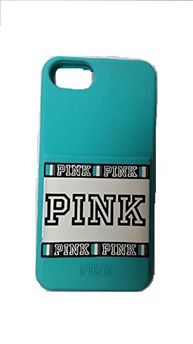 Victoria's Secret PINK Iphone 6/ 6S/ 7 With Card Holder Aqua Blue Soft Rubber Case - //coolthings.us