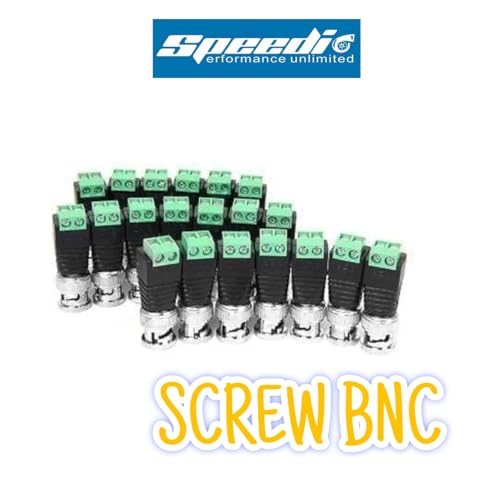 Image of Speedio BNC Connector Screw Type | BNC Male Screw Type For Camera, DVR, VCR, Surveillance System | Green - Pack of 20 Nos