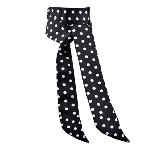 Black Polka Dot Skinny Scarf for Women Summer Silk Neck Scarf Long Skinny Hair for Women Black And White Polka for Hair Ribbon Summer Head Dot Neckerchief