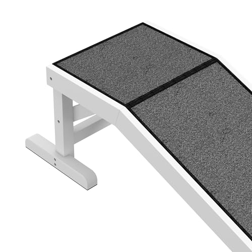 PawHut Hunderampe Hundetreppe mit rutschfestem Teppich, Hundeautorampe, Auto Kofferraumrampe rutschfest Einstiegshilfe für Kofferraum, Autos, LKWs und SUV bis zu 30 kg 125 x 40 cm