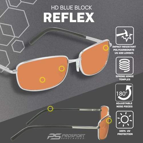 Image of proSPORT Blue Light Blocking Sunglasses - HD Copper Amber Metal Aviator Reduce Eye Strain Better Sleep