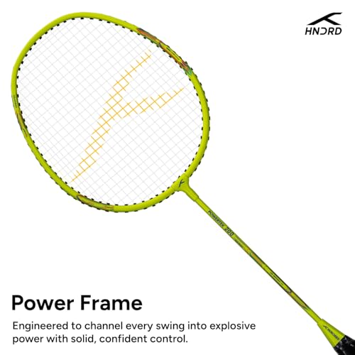 Image of Hundred Powertek 200 Aluminium Badminton Racket Combo, 2 Strung Rackets with 1 Full Cover & 3 Aura Nylon Shuttlecocks, Lightweight Shuttle Bats for Match Play