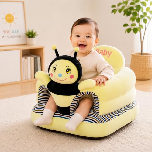 Baby Seat for 3-24 Month, Infant Back Support Floor Chair, Plush Cartoon Animals Baby Sofa, Toddler Floor Seater for Sitting Up, Portable Activity Seat for Babies (Caterpillar)