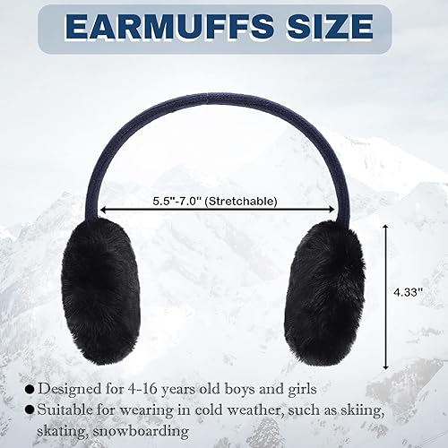 Baoplaykids Kids Dinosaur Knit Earmuffs Winter Outdoor Ear Muffs Soft Plush Ear Warmers For Boys Girls Navy Blue thumb #5