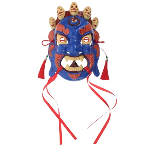Masque Artisanal Tibétain TEHAUX Sculpté Main - Art Asiatique Traditionnel de Collection