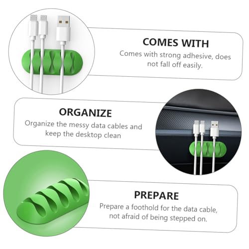 TEHAUX 4pcs organizadores de cables de silicona portátiles para escritorio, clips para cables para computadora miniatura 6