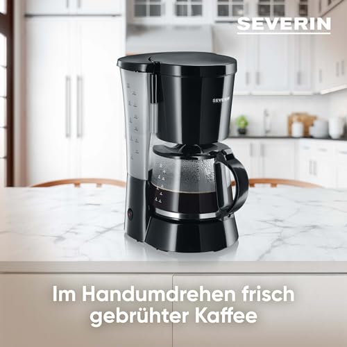 Foto von SEVERIN Filterkaffeemaschine mit Glaskanne, Kaffeemaschine für bis zu 10 Tassen je Kanne, für aromatischen Kaffeegenuss, einfache Bedienung, mit Warmhalteplatte, Schwarz, KA 4479