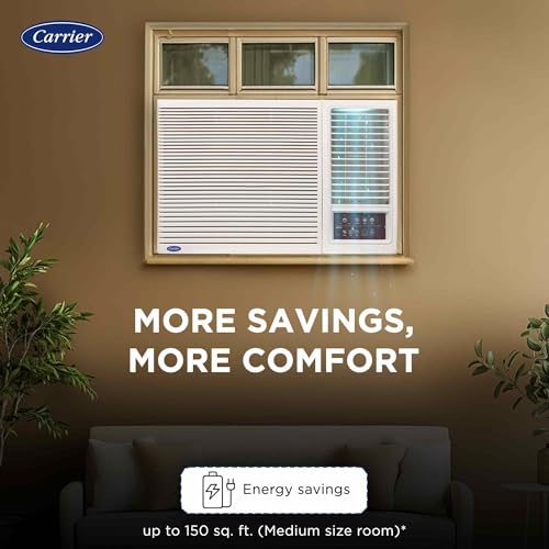 Image of Carrier 1.5 Ton 5 Star Inverter Window AC(Copper,High Density Filter for Dust Filtration, 2Way Air Directional Control, ESTRA Fxi,CIW19SC5R35F0,White)