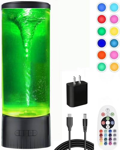 Mindiverse Twister Lamp 15.5 Inch Large Size with Breath Light - Water Vortex Motion Lamp with Beads & Snowflakes Novelty Sensory Light Birthday Christmas Gift for Kids Teens Men Women