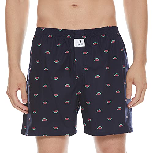 Image of Longies Pure Mens 100% Cotton Boxers (Pack of 3) Regular Shorts (LGBOXPO3V003 Navi,Cream,Aqua3324 L)