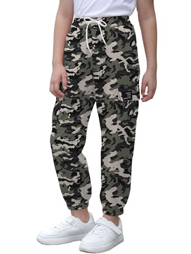 Image of Cromoncent Girls & Womens Camo Print Cargo Pants Outdoor Lightweight Jogger Baggy Pants, 6 Years - XX-Large