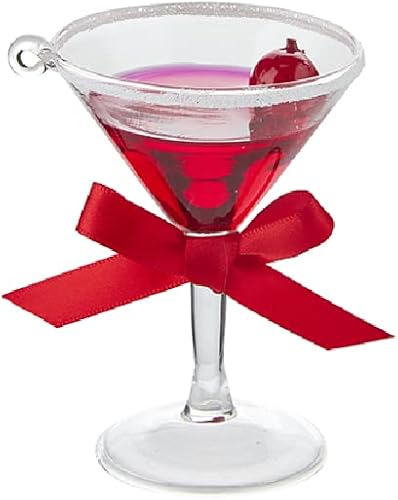RAZ Imports 4220867 - Martini navideño con borde azucarado, altura de 3.75 pulgadas, vidrio y resina